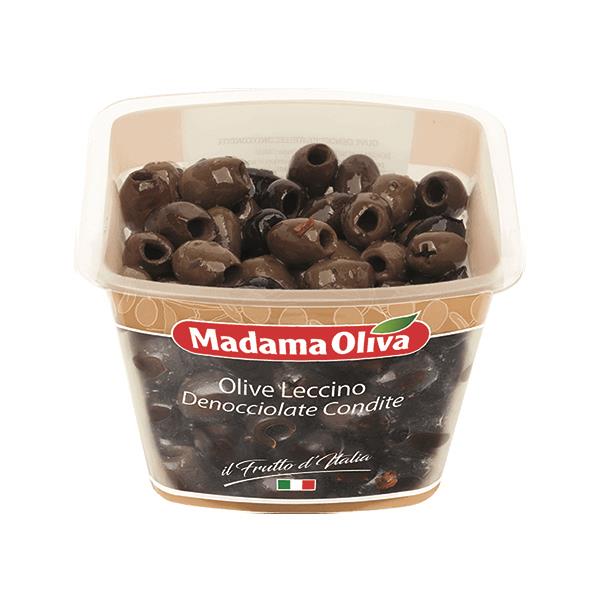 SEASONED PITTED LECCINO BLACK OLIVES